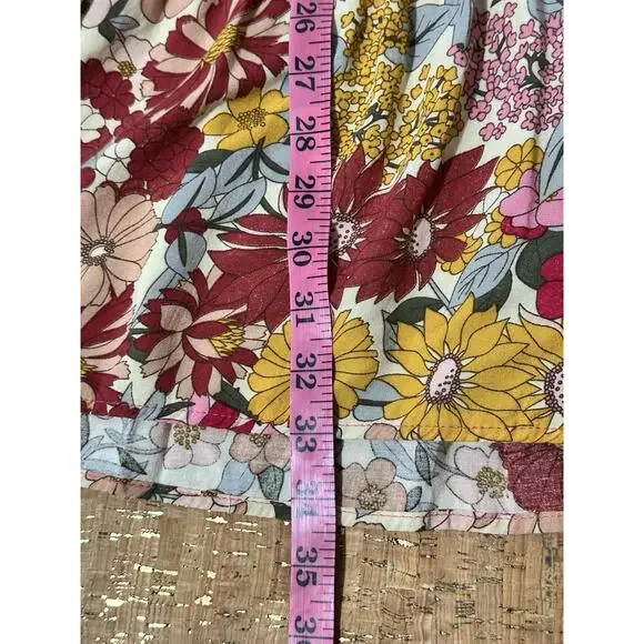 Umgee Pink Floral Dress V-Neck Flutter Sleeve Peasant Cottagecore Small Back Tie - Picture 8 of 9